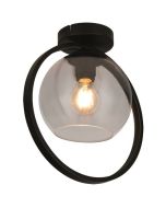 Freelight Aureol PL2231SK zwarte plafondlamp met rookglas