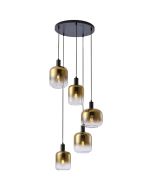 Freelight Vario PL2635GD zwarte hanglamp met goud glas