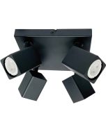 Freelight Quadro PL3344Z vierkante zwarte spot met vier vierkante spotjes