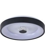 Searchlight Polka zwarte plafonnière van 38,5cm in diameter met een zwarte rand en een kunststof kristallen binnenstuk en geïntegreerde LED