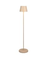 Konstsmide Pomezia zandkleurige aluminium IP54 terraslamp van 124 cm hoog met rond kapje