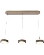 Freelight Puleggia olijf groene hanglamp van 90 cm lang met drie pendels met geïntegreerde LED en katrolsysteem voor de hoogte