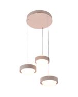 Freelight Puleggia creme kleurige hanglamp van 35 cm in diameter met drie pendels met geïntegreerde LED en katrolsysteem voor de hoogte