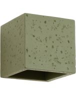 Sollux Quad olijf groene vierkante wandlamp van 10cm in doorsnede met up en down licht met een G9 fitting