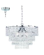 Trio Orient chromen hanglamp met een diameter van 46cm met acryl kristallen kettingen