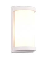 Trio Puelo mat witte buitenlamp van 27,5 cm lang met groot wit kunststof half ronde venster