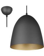 Trio Tilda mat zwarte hanglamp met eivormige metalen kap met goudkleurige binnenzijde van 25 cm in diameter