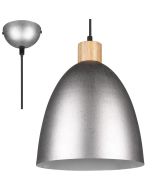 Trio Jagger witte hanglamp met kap van hout en antiek metaal met een diameter van 25cm