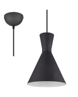 Trio Enzo zwarte hanglamp met zandloper vormige metalen kap met een diameter van 20 cm