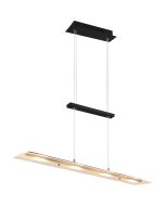 Trio Milos zwarte hanglamp van 80 cm lang met trekpendel en glazen plaat