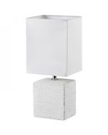 Trio Ping R50131001 tafellamp met wit vierkant voetje van keramiek en een wit rechthoekige lampenkap van textiel