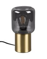 Trio Nico R50591008 messing tafellamp met rookglazen cilindervormige lampenkap