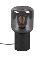 Trio Nico R50591032 mat zwart tafellampje met rookglazen cilindervormige lampenkap