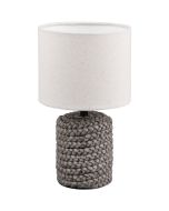 Trio Mala R50941044 tafellamp met een met touw omwikkelde voet en een beige kap van textiel
