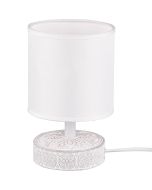 Trio Marie R50980101 wit tafellampje met voet van keramiek met print en witte lampenkap van textiel