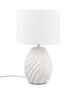 Trio Melva R51771031 witte tafellamp met ovale voet van keramiek en kap van textiel