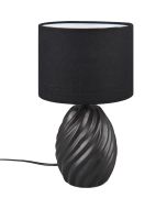 Trio Melva R51771032 zwarte tafellamp met ovale voet van keramiek en kap van textiel