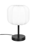 Casalum Madeline R51971001 zwarte tafellamp met kap van wit textiel