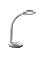 Trio Cobra R52721187 zilvergrijs bureaulampje met flexibele hals en platte ronde kop met LED unit