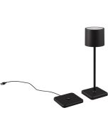 Trio Fernandez R54096132 zwarte oplaadbare tafellamp voor buiten met dockingstation