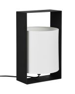 Reality Pail R55751032 rechthoekig zwart raamvormige tafellamp met witte kap van textiel daartussen