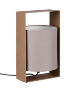 Reality Pail R55751065 rechthoekig koffiekleurige raamvormige tafellamp met taupe kap van textiel daartussen