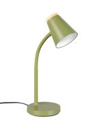 Reality Pongo R55831115 groen kunststof tafellamp met houtkleurige achterzijde van de kap