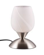Trio Cup R59441001 mat staal tafellampje in bekervorm met albast glas