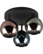 Trio Sheldon R61303017 plafondlamp met blauw, groen en koperkleurig glas