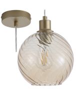 Searchlight Radiance 44520CP goudkleurige hanglamp met gedraaid geribbeld champagnekleurig glazen kap