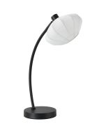 Searchlight Radiant EU52852BK zwarte tafellamp met gebogen arm en wit ovaal kapje van zachte stof