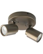 Freelight Razza goud-brons kleurige plafondspot met een diameter van 17cm en twee draai en kantelbare spotjes voor GU10 LED