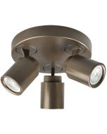 Freelight Razza goud-brons kleurige plafondspot met een diameter van 21cm en drie draai en kantelbare spotjes voor GU10 LED