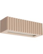 Sollux Rigata taupe kleurige geribbelde up en down wandlamp van keramiek van 34 cm breed en 12 cm diep