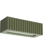Sollux Rigata olijf groen geribbelde up en down wandlamp van keramiek van 34 cm breed en 12 cm diep