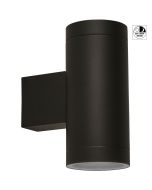 Searchlight Rochester 19082BK zwarte buisvormige buitenlamp met twee GU10 spotjes en dag nacht sensor