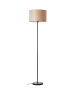 Brilliant Romm 93139/76 zwarte vloerlamp met kap met een houtprint