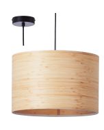 Brilliant Romm 99490/76 hanglamp met zwarte pendel en ronde kap van dun hout