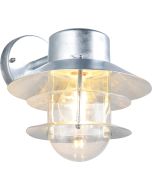 Trio Ruvuma zink kleurige wandlamp van 23,5 cm hoog voor kustgebieden met hangende lantaarn met lamellen voor een glazen kap