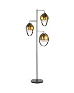 Freelight Aureol S2233GD zwarte vloerlamp met goud glas