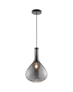 zwarte druppelvormige hanglamp Sander van rookglas met een diameter van 25cm