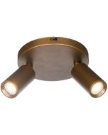 Freelight Scolo brons-goudkleurige spot met een ronde plafondplaat van 15cm en twee spotjes met GU10 35mm lamp