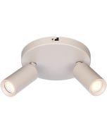 Freelight Scolo creme kleurige spot met een ronde plafondplaat van 15cm en twee spotjes met GU10 35mm lamp