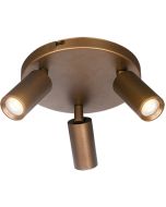 Freelight Scolo brons-goudkleurige plafondspot met een ronde plafondplaat van 18cm en drie spotjes met GU10 35mm lamp