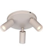 Freelight Scolo creme kleurige plafondspot met een ronde plafondplaat van 18cm en drie spotjes met GU10 35mm lamp