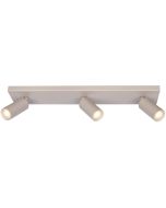 Freelight Scolo creme kleurige plafondspot met een rechthoekige plafondplaat van 46cm lang en drie spotjes met GU10 35mm lamp