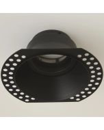 zwart verdiepte kantelbare randloze inbouwspot met een diameter van 100mm met rand om weg te stucken
