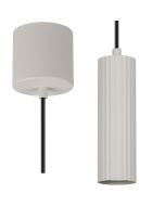 Trio Soka 367700176 warmgrijze geribbelde cilindervormige hanglamp van metaal