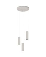 Trio Soka 367730376 warmgrijze hanglamp met drie geribbelde 5,5 bij 18cm hoge buisvormige kappen met GU10 fitting