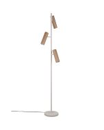 Trio Soka 467700365 warmgrijze vloerlamp met drie 5,5 bij 18cm koffiebruine geribbelde buisvormige kapjes met gu10 fitting